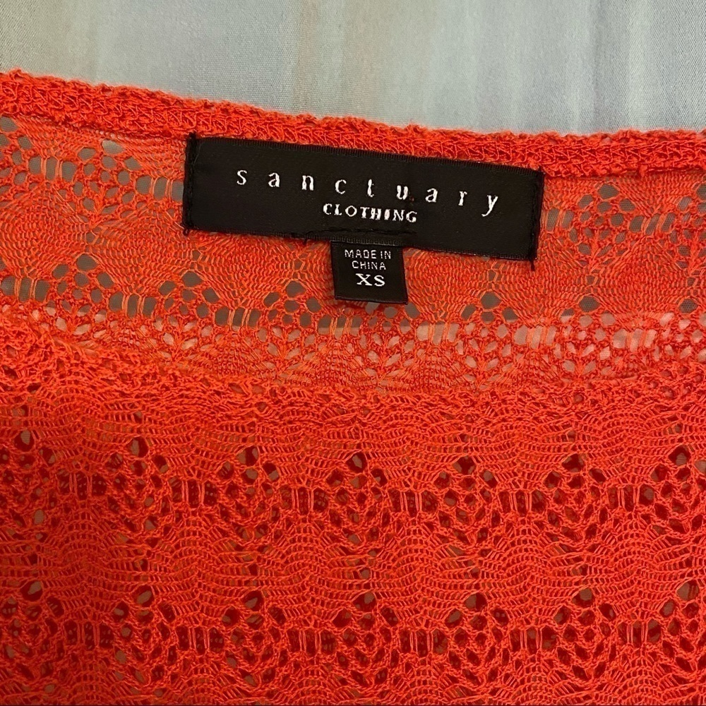 Sanctuary Knit Lace Rust Top Sz XS - Picture 3 of 7